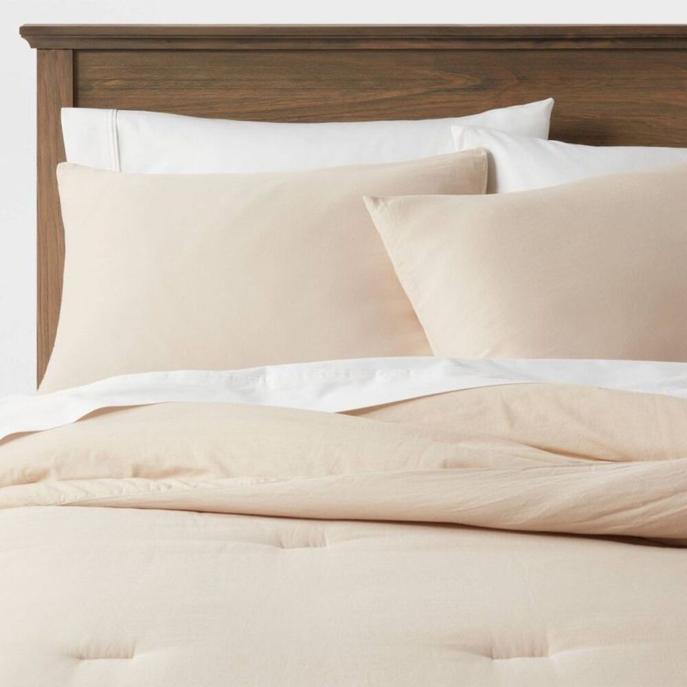 Threshold Comforter Set 100% Sateen Quilted Khaki Twin/Twin Extra Long